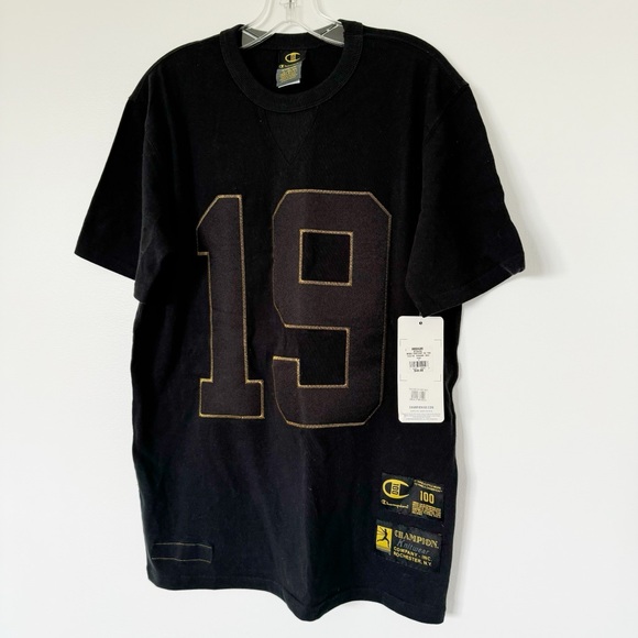 NWT Men’s Black & Gold 19 Champion 100 Century Tee Shirt Medium - Picture 4 of 5